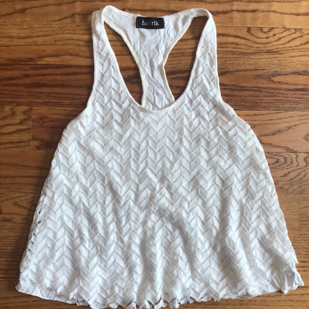 Fab’rik white chevron racer-back top